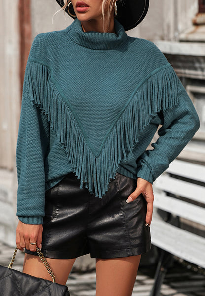 Fringe Detail Textured Sweater