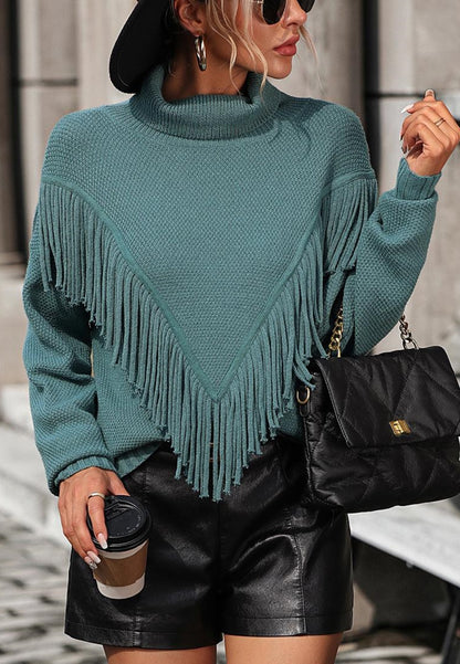 Fringe Detail Textured Sweater