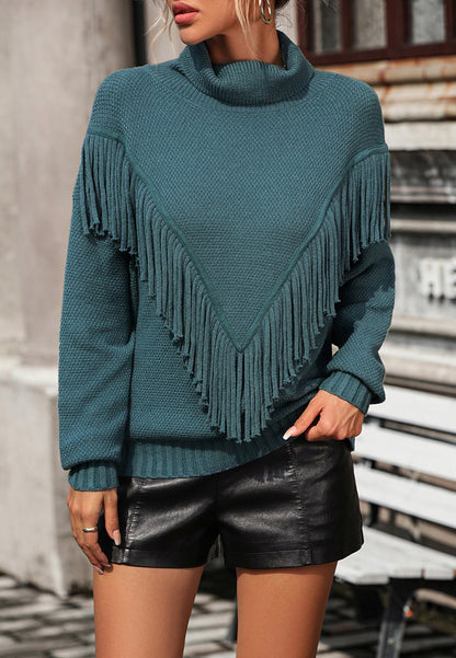 Fringe Detail Textured Sweater