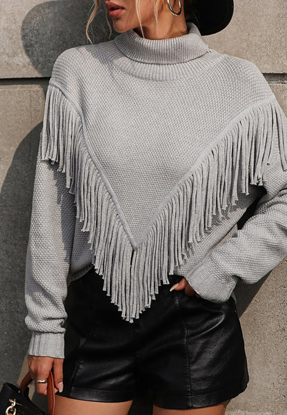 Fringe Detail Textured Sweater