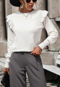 Contrast Ruffle Shoulder Sweater