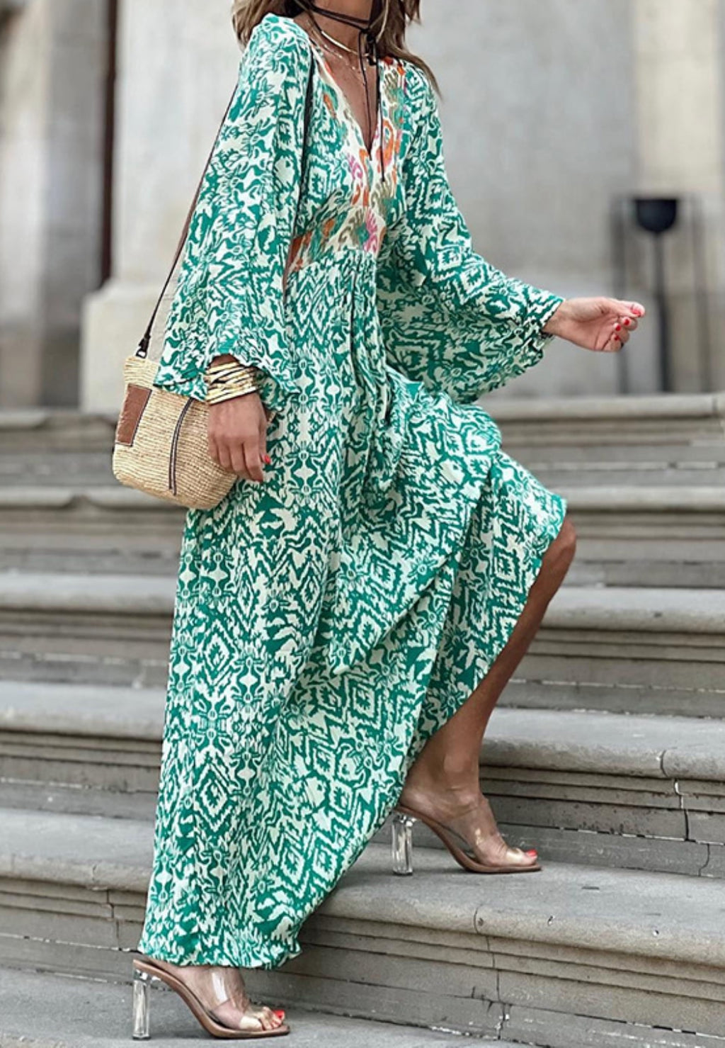 Abstract Print Maxi Dress for Women