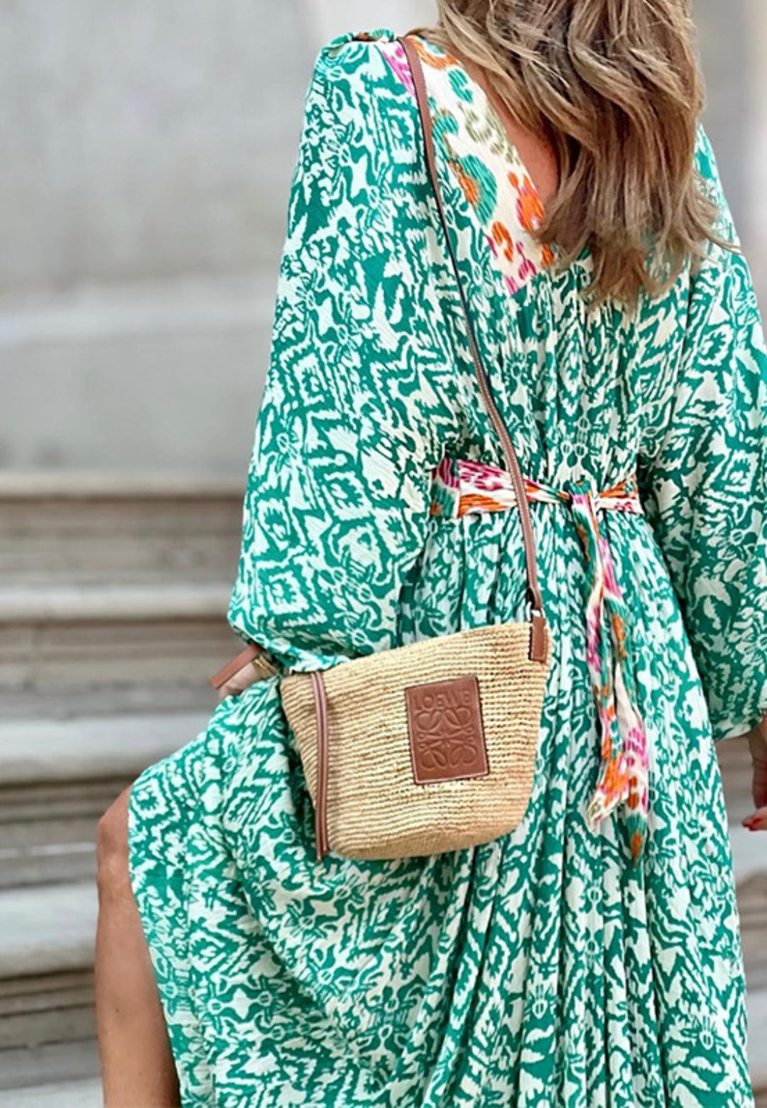 Vestido largo con estampado abstracto para mujer