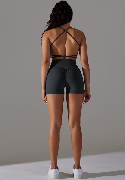 Solid Color Backless Activewear Set