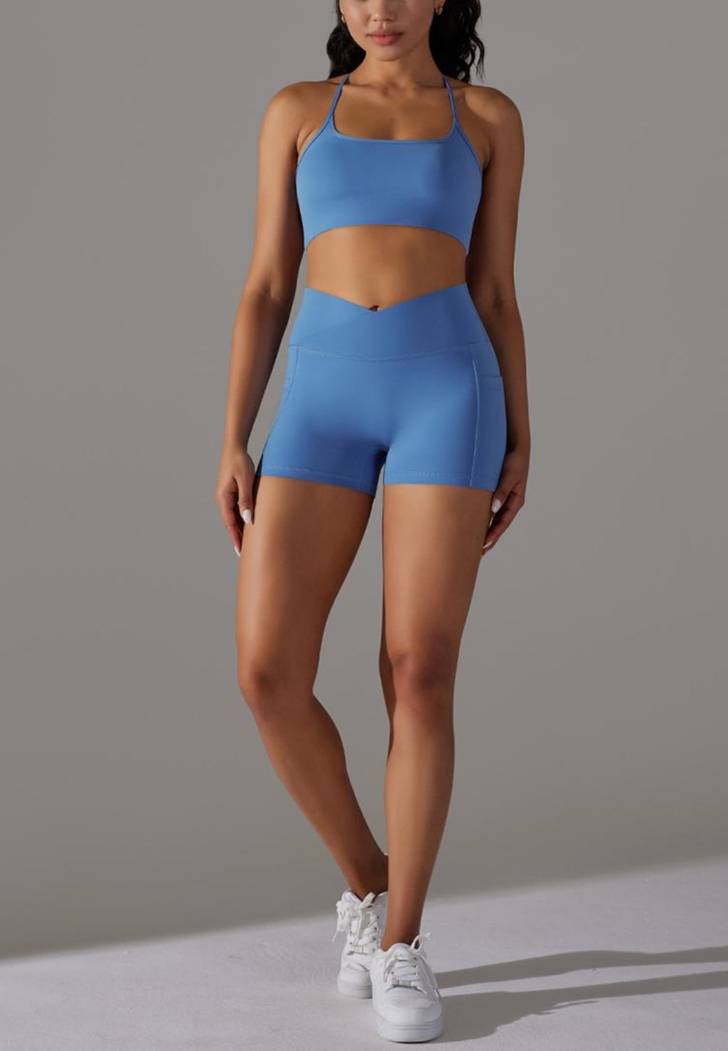 Solid Color Backless Activewear Set