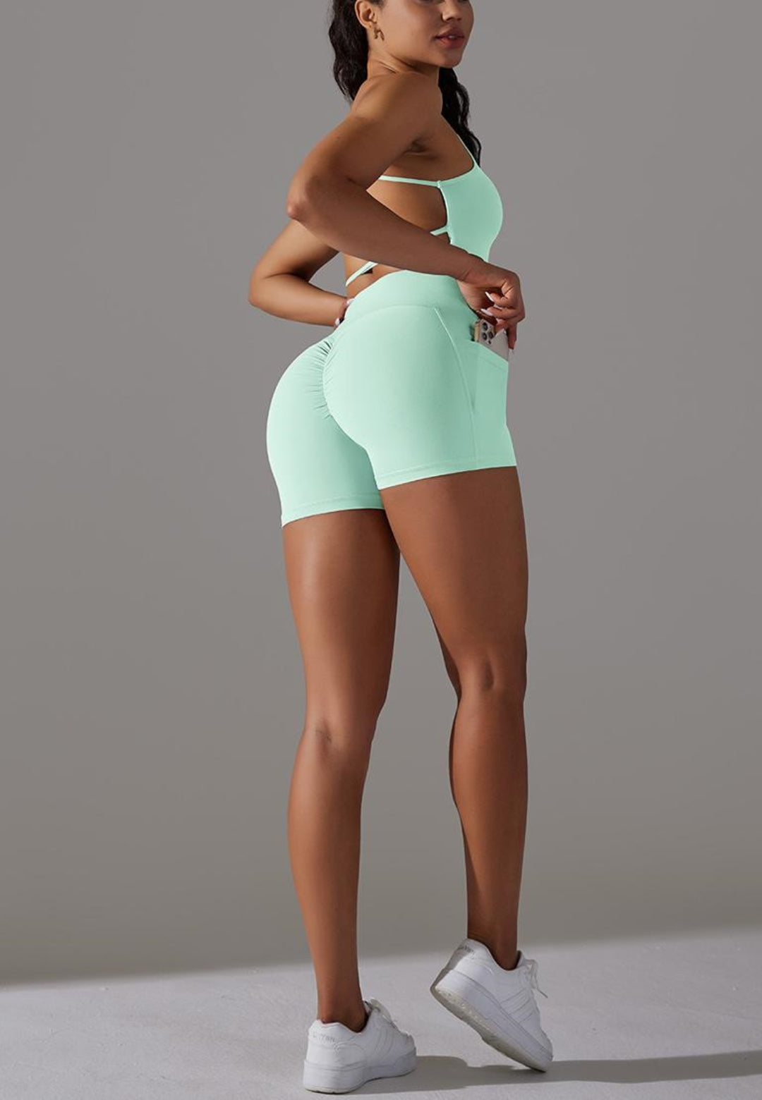 Solid Color Backless Activewear Set