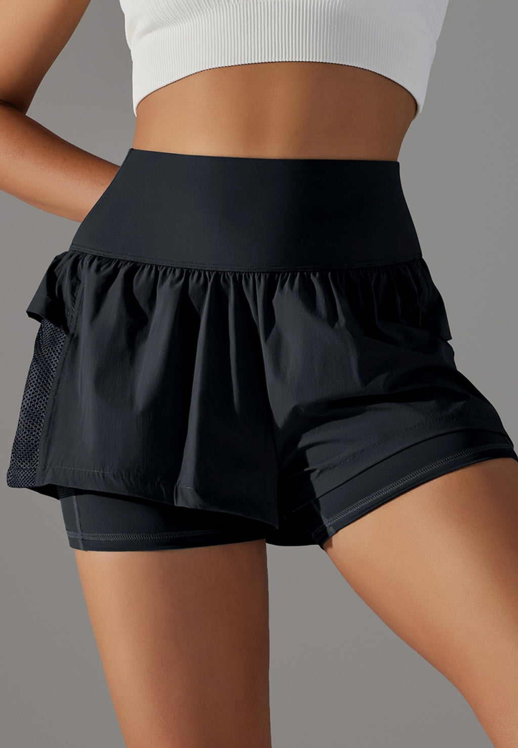 Pantalones cortos con volantes y cintura alta