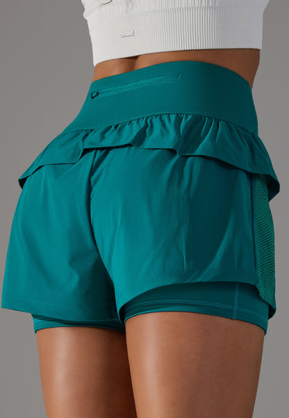 Pantalones cortos con volantes y cintura alta