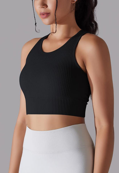 Round Neck Ribbed Sports Bra