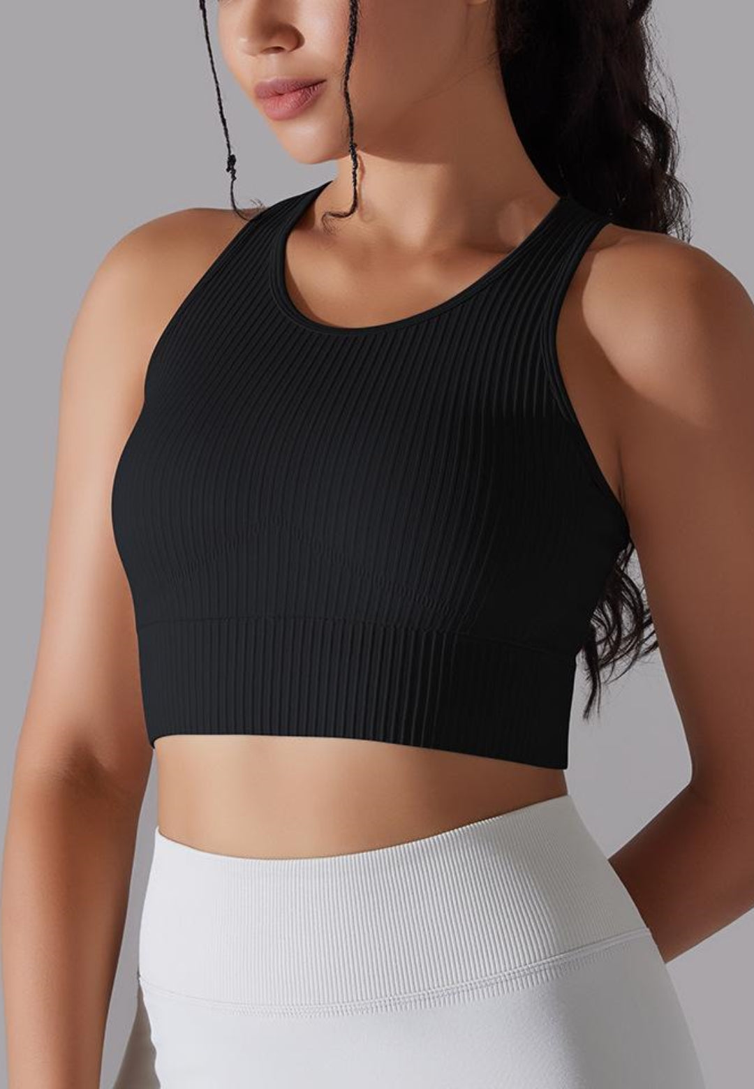 Round Neck Ribbed Sports Bra