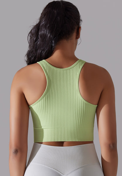 Round Neck Ribbed Sports Bra