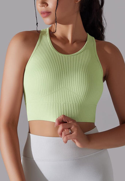 Round Neck Ribbed Sports Bra