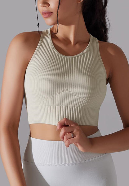 Round Neck Ribbed Sports Bra