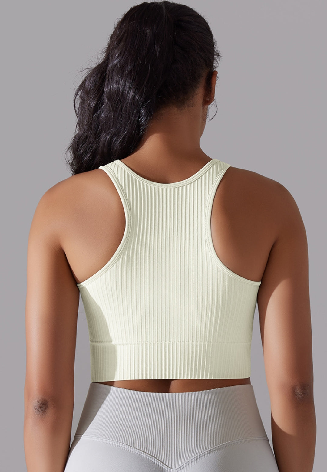 Round Neck Ribbed Sports Bra