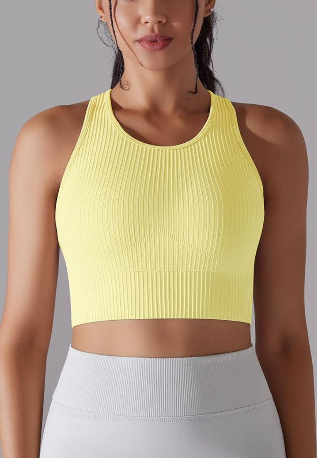 Round Neck Ribbed Sports Bra