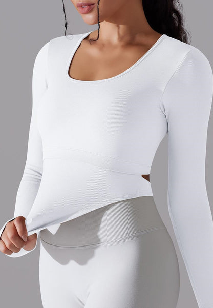 Cutout Back Curved Hem Sports Top