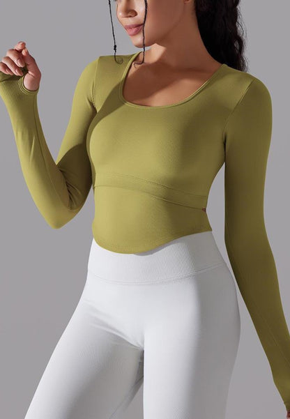 Cutout Back Curved Hem Sports Top