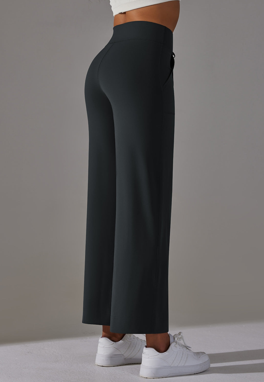 Pantalones de pierna recta con lazo en la cintura
