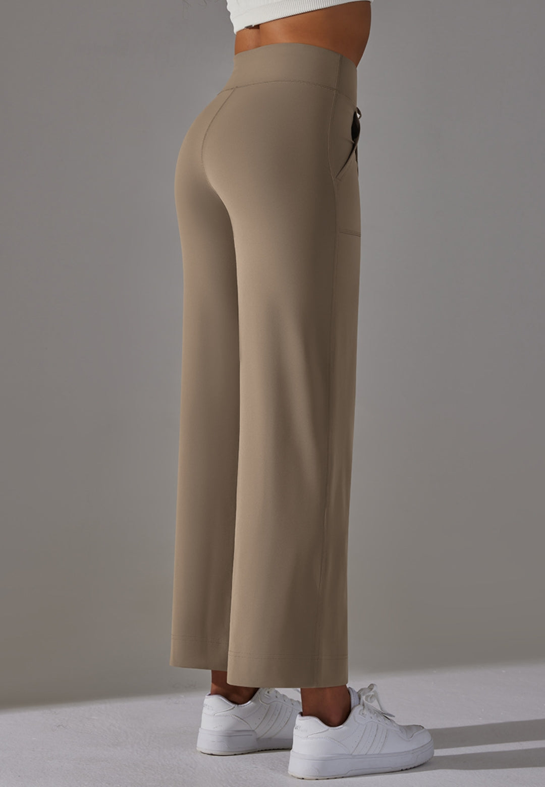 Pantalones de pierna recta con lazo en la cintura