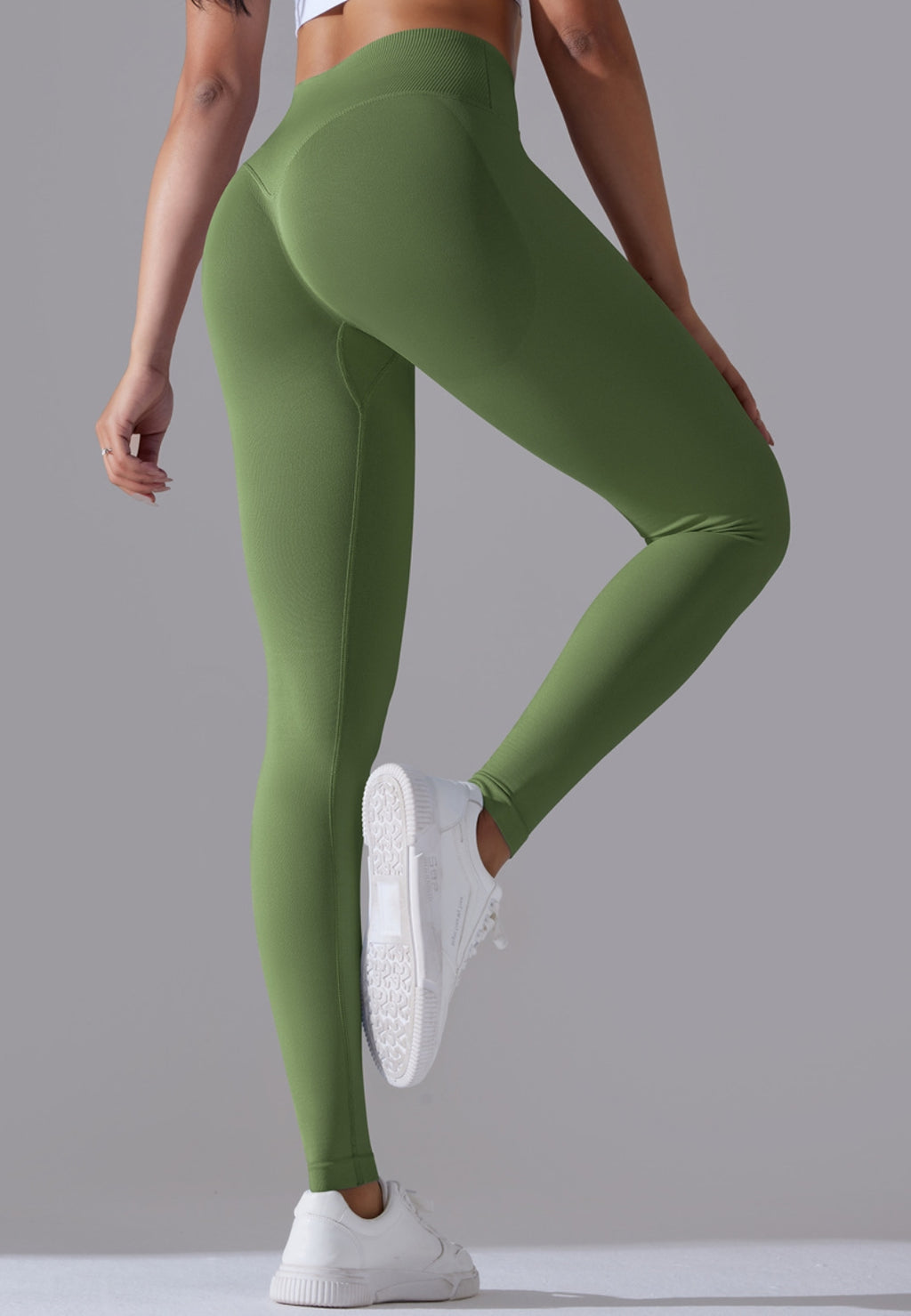 Leggings deportivos con cintura en V y canalé