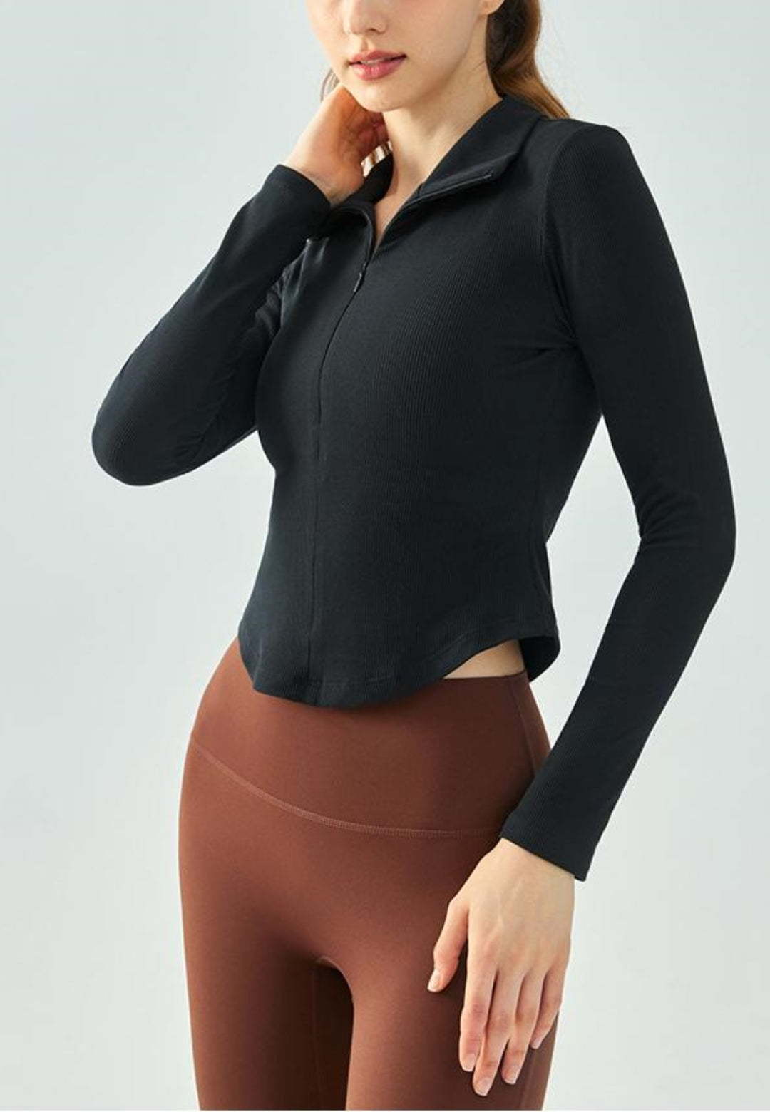 Zip-Up Turtleneck Activewear Top