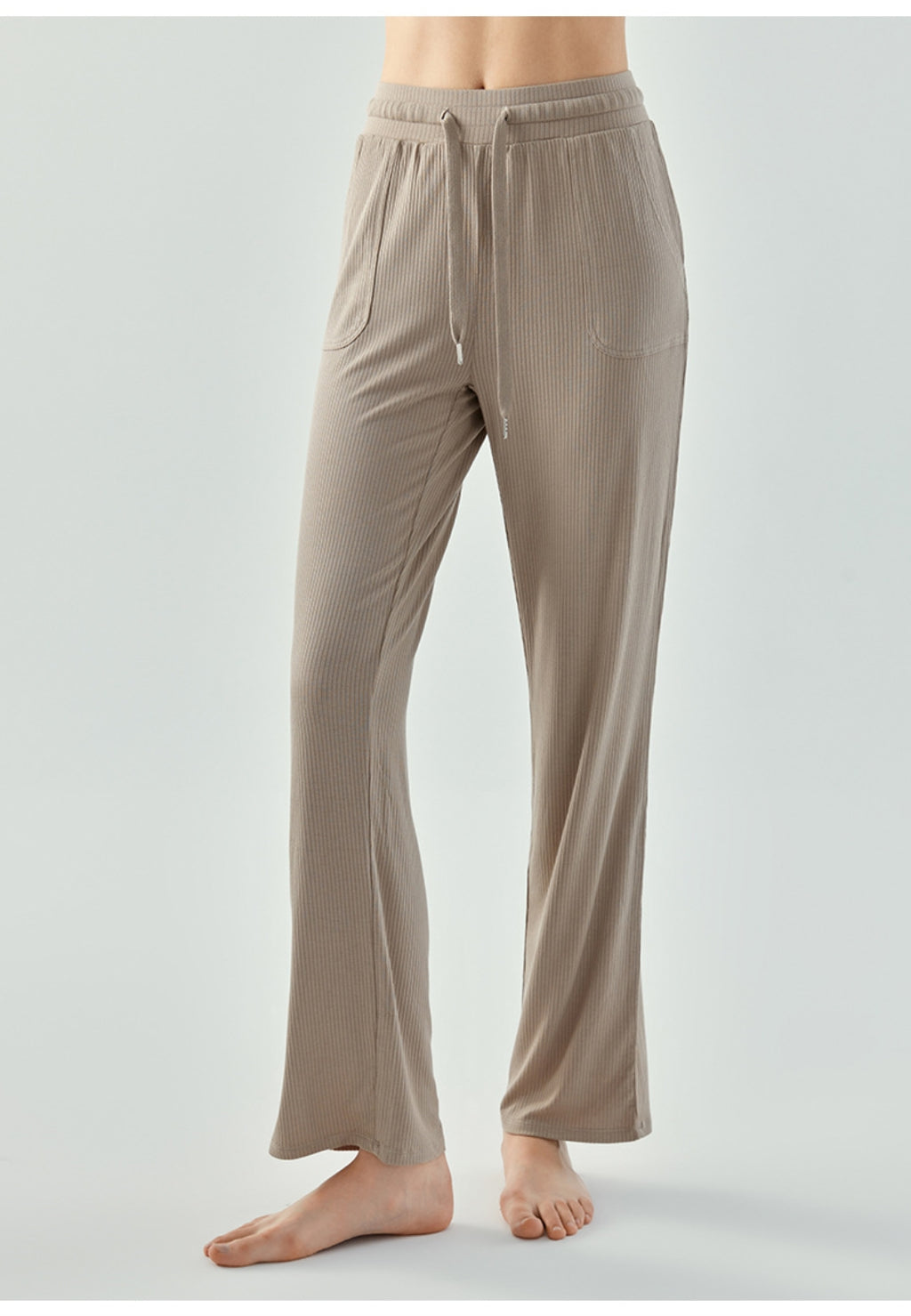 Pantalones deportivos rectos de punto acanalado