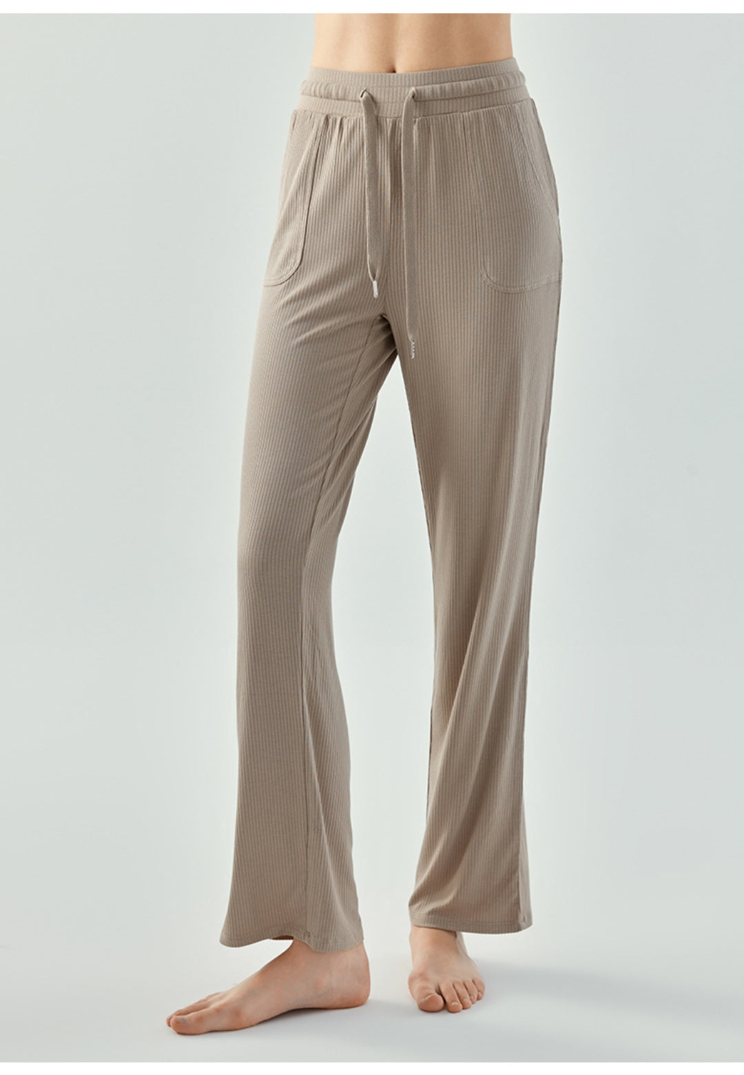 Pantalones deportivos rectos de punto acanalado