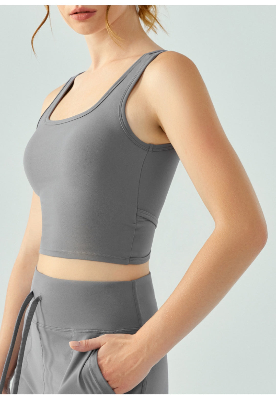 Sujetador deportivo con espalda cruzada para mujer, ajustado, de secado rápido, sin mangas