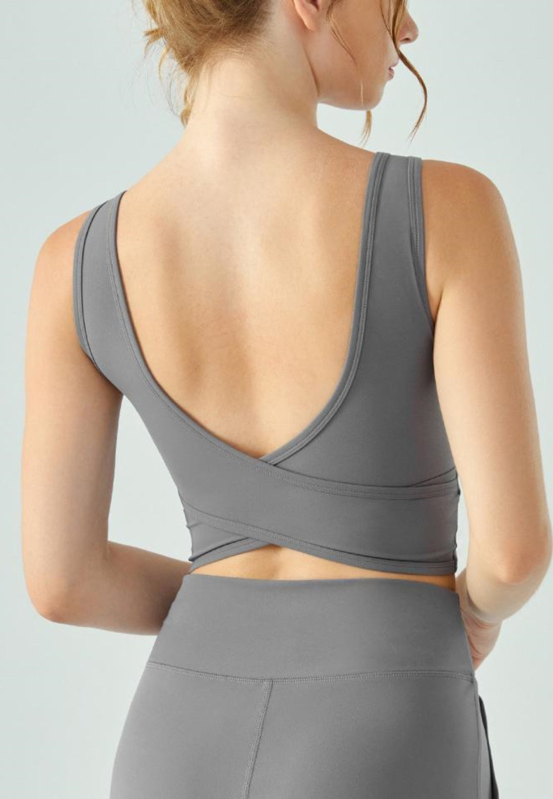 Sujetador deportivo con espalda cruzada para mujer, ajustado, de secado rápido, sin mangas
