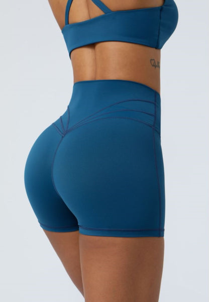 Pantalones cortos elásticos de cintura alta para correr, fitness y con cintura cruzada