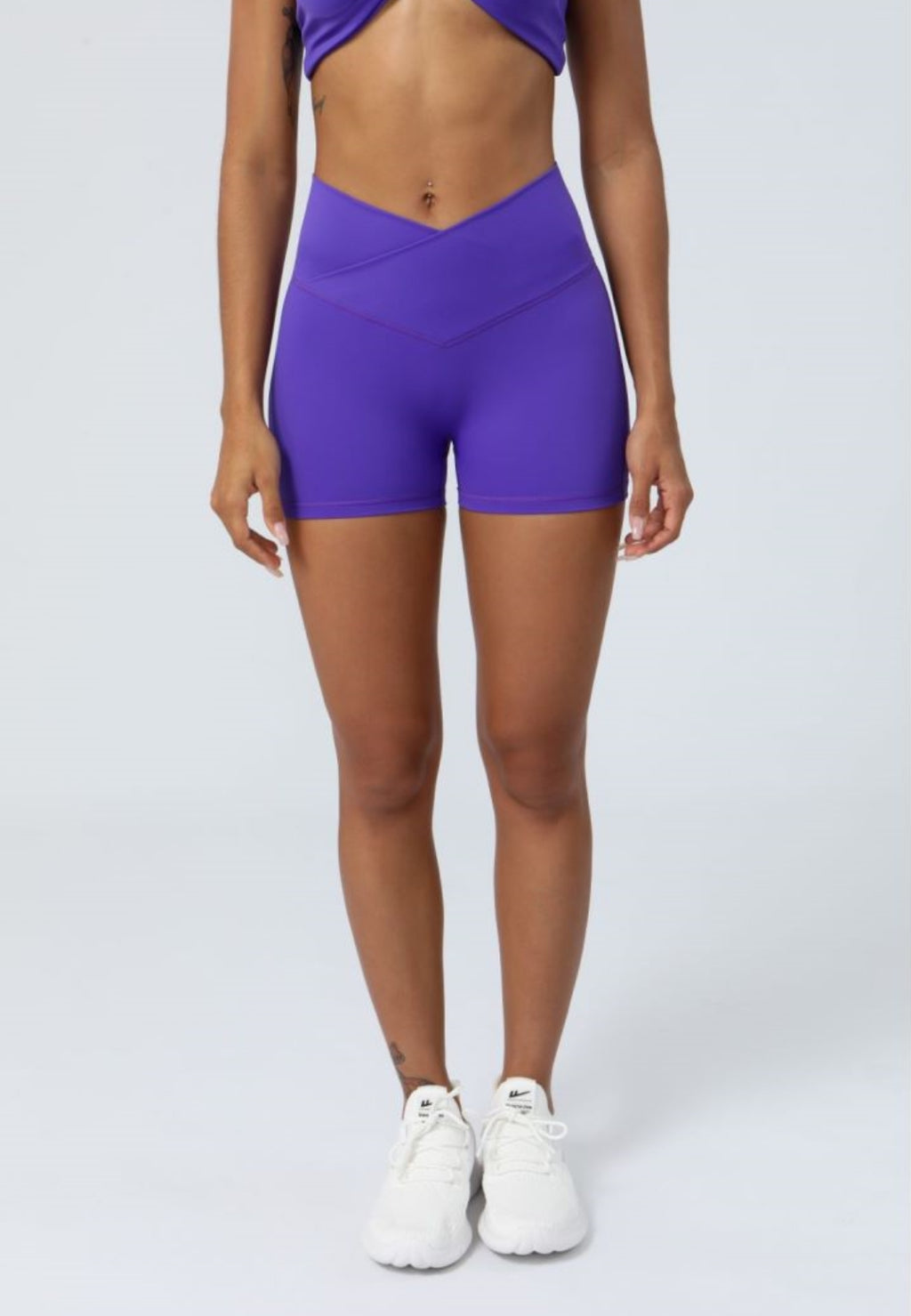 Pantalones cortos elásticos de cintura alta para correr, fitness y con cintura cruzada