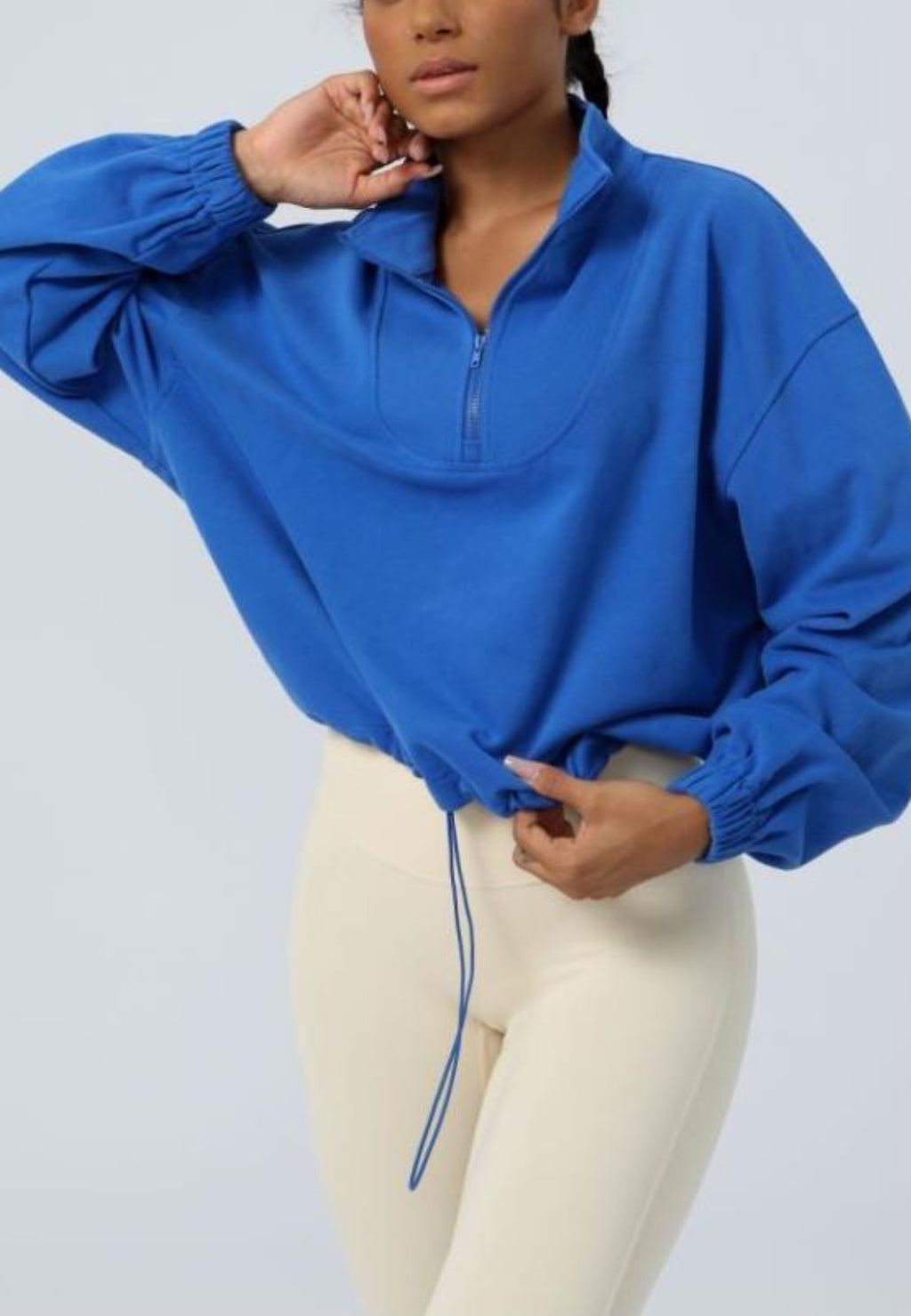 Chaqueta deportiva informal de manga larga holgada con cremallera