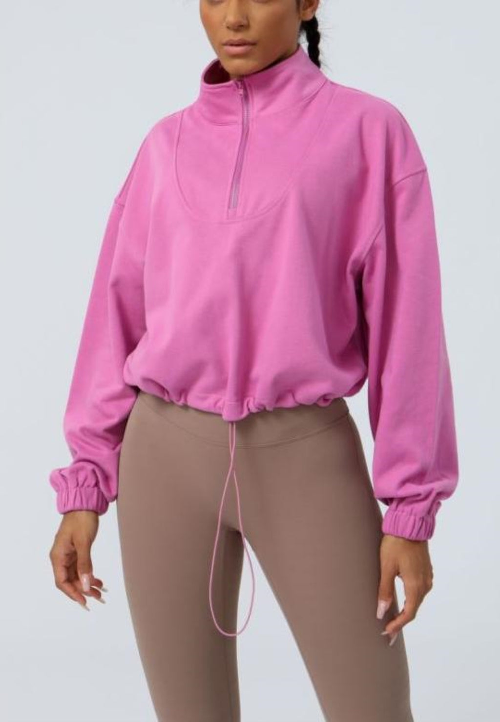 Chaqueta deportiva informal de manga larga holgada con cremallera