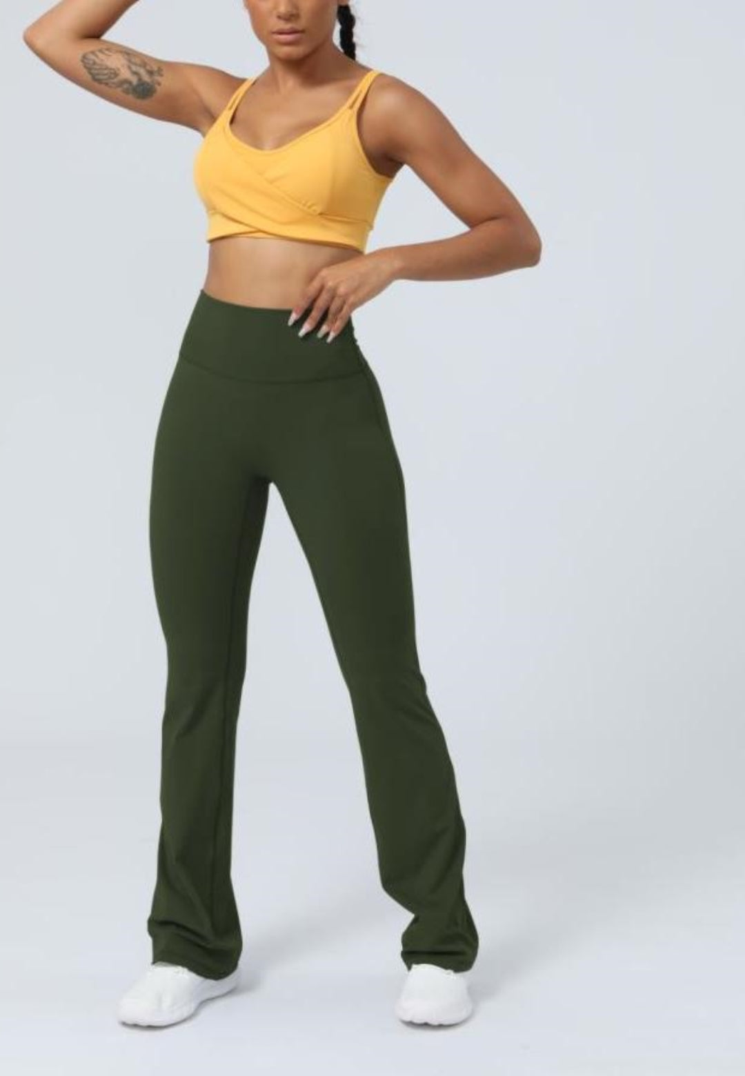 Pantalones deportivos ajustados de cintura alta y acampanados para fitness