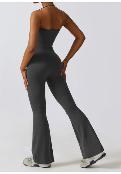 Leggings acampanados con cintura alta y fruncidos