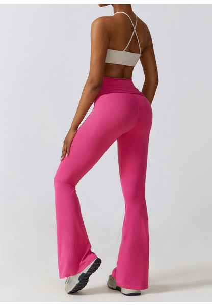 Leggings acampanados con cintura alta y fruncidos