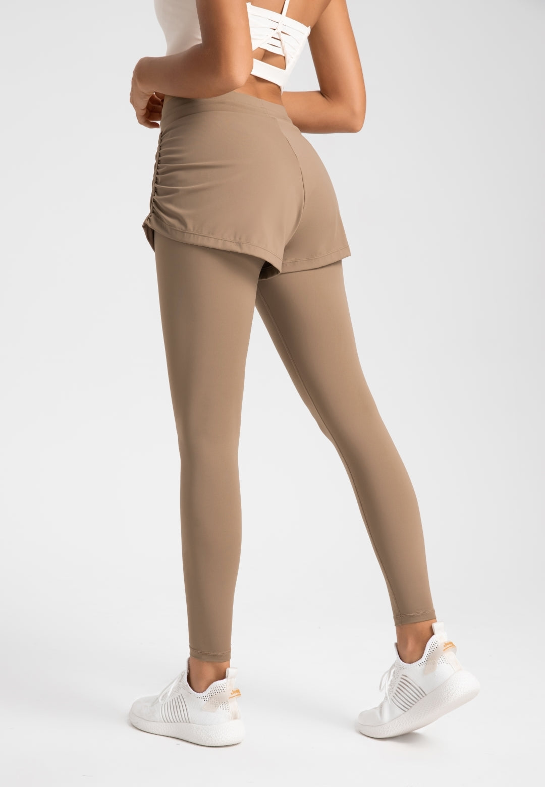 Solid Color High Waist Tie Detail Layered Shorts Over Leggings – Anna-Kaci