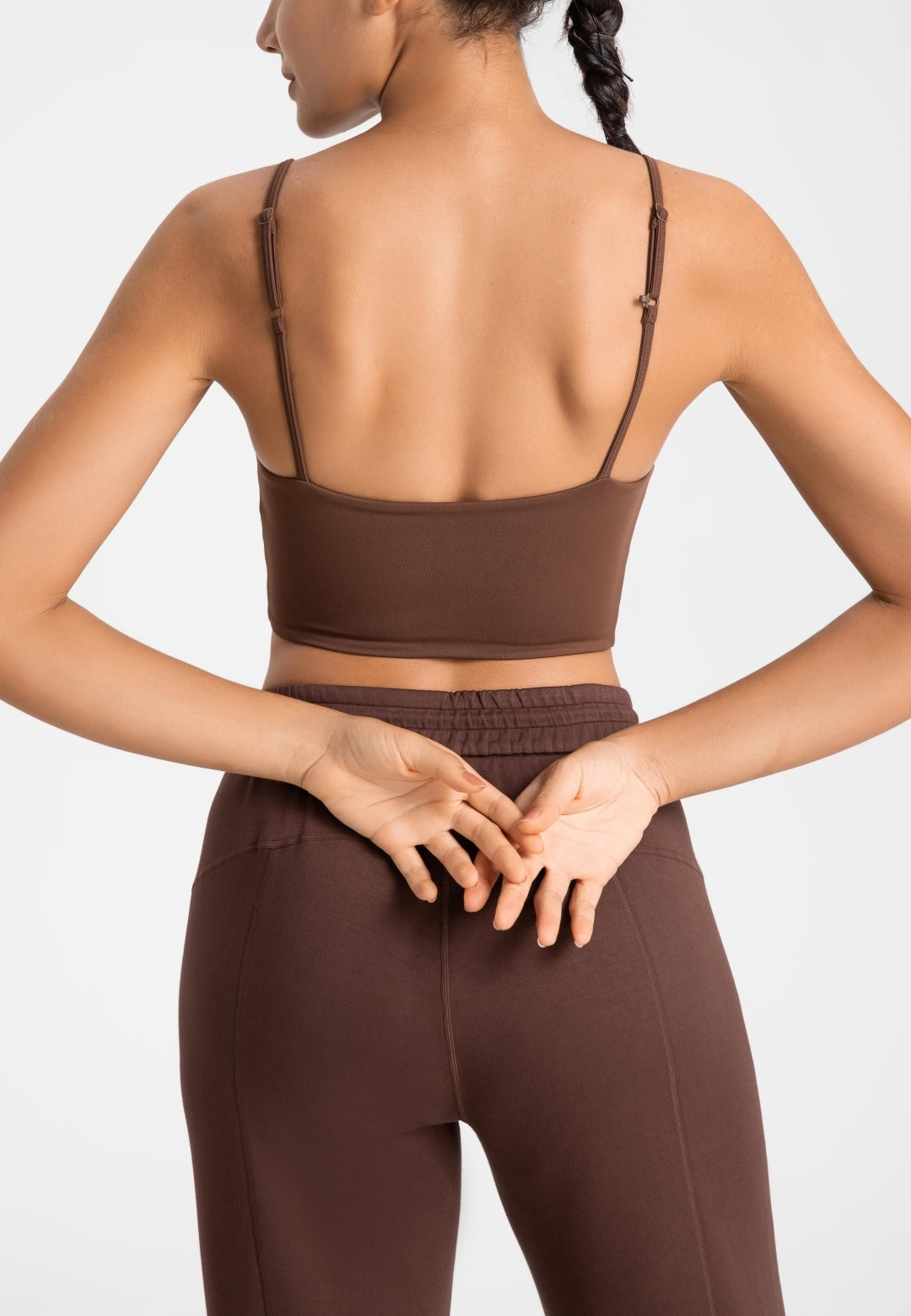 Solid Color Multi-Way Spaghetti Strap Sports Crop Top for