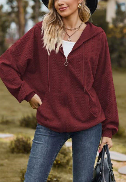 Cable Knit Zip-Up Jacket