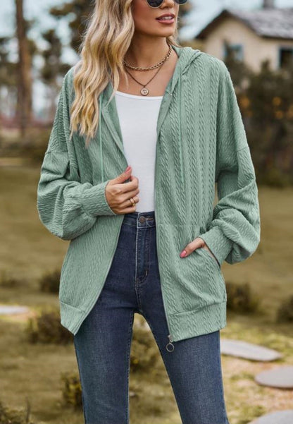 Cable Knit Zip-Up Jacket