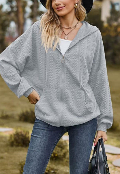 Cable Knit Zip-Up Jacket