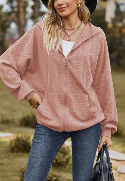 Cable Knit Zip-Up Jacket
