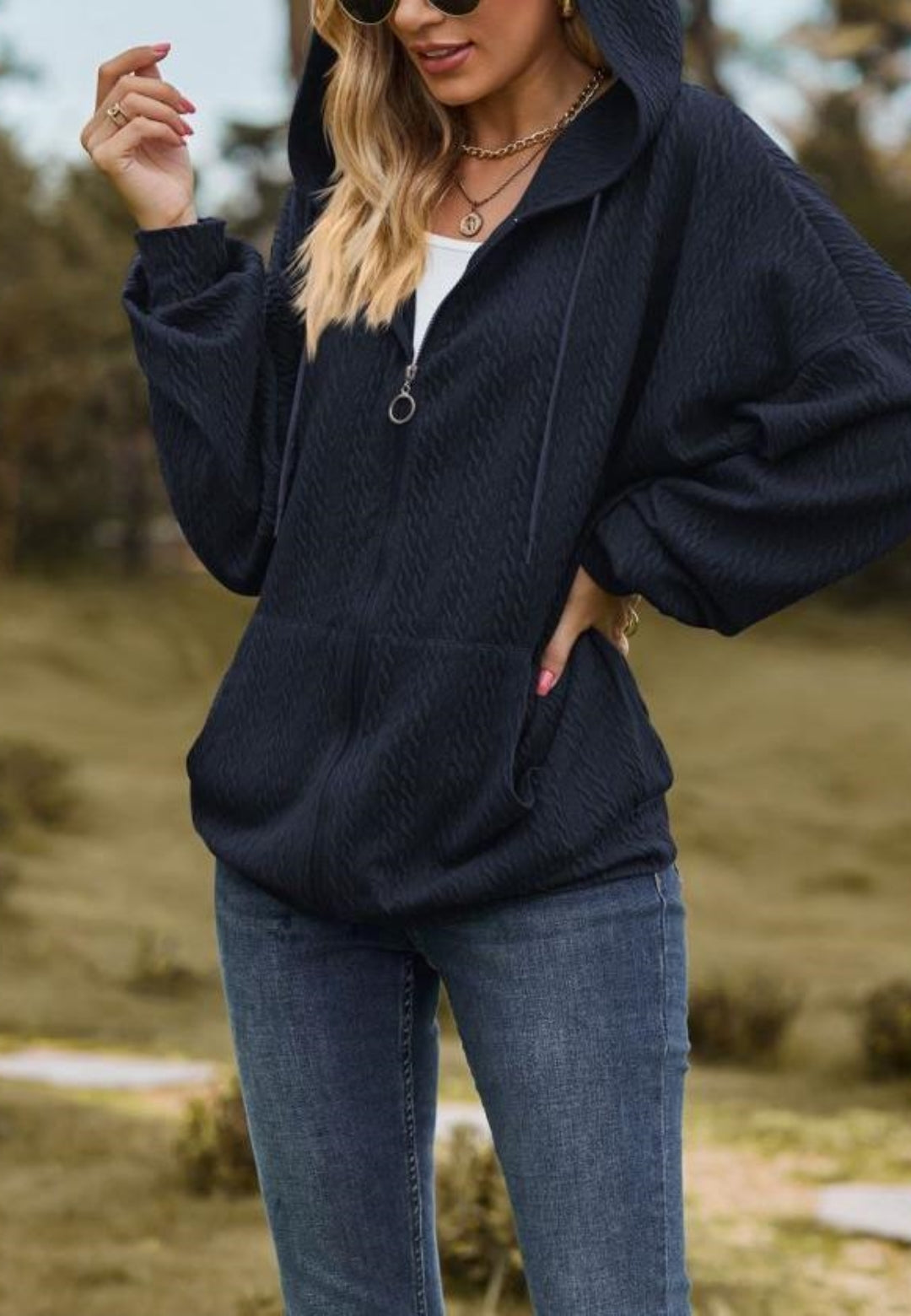 Chaqueta de punto trenzado con cremallera