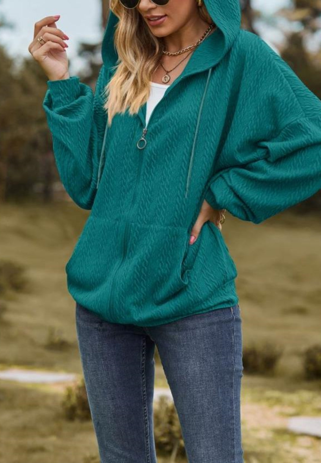 Chaqueta de punto trenzado con cremallera