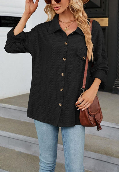 Cable Knit Button Front Shirt