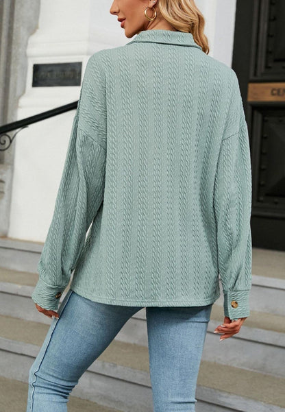 Cable Knit Button Front Shirt