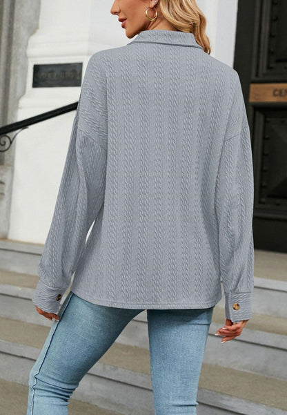 Cable Knit Button Front Shirt