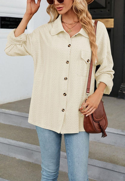 Cable Knit Button Front Shirt