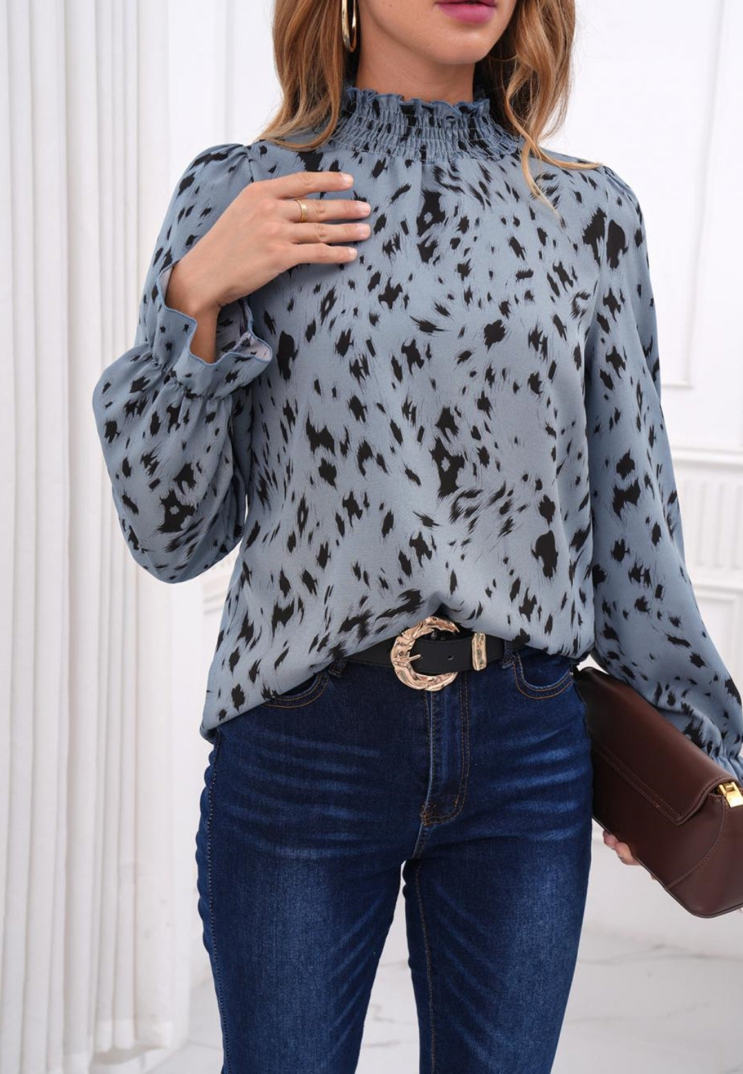 Abstract Animal Print Blouse