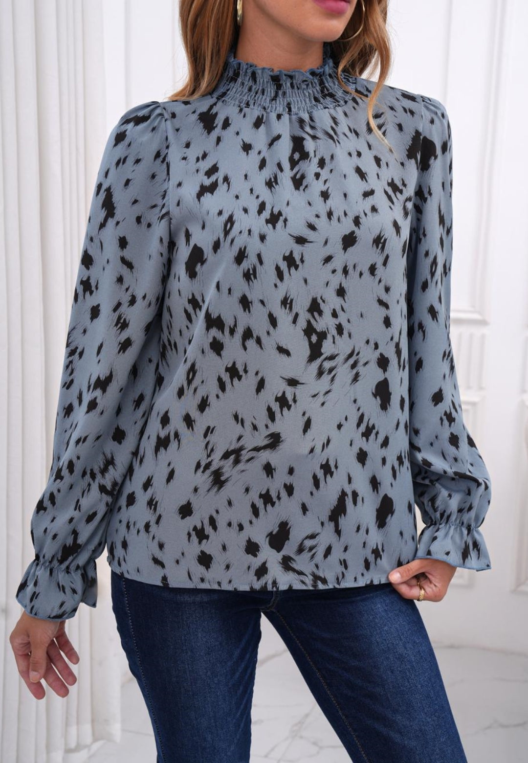 Abstract Animal Print Blouse